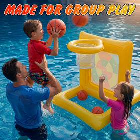 Gerosi pool basketball side with mini balls enables active water play