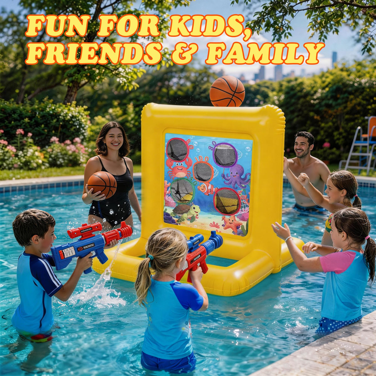 Gerosi inflatable basketballs for pool party play
