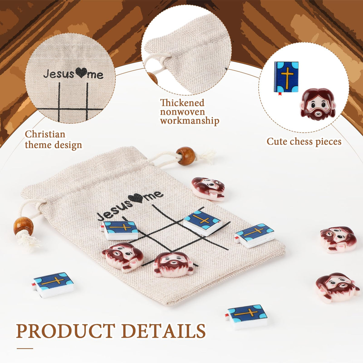 Gerrii Bible pieces in a colorful tic tac toe set, perfect quick-fun classroom activity.