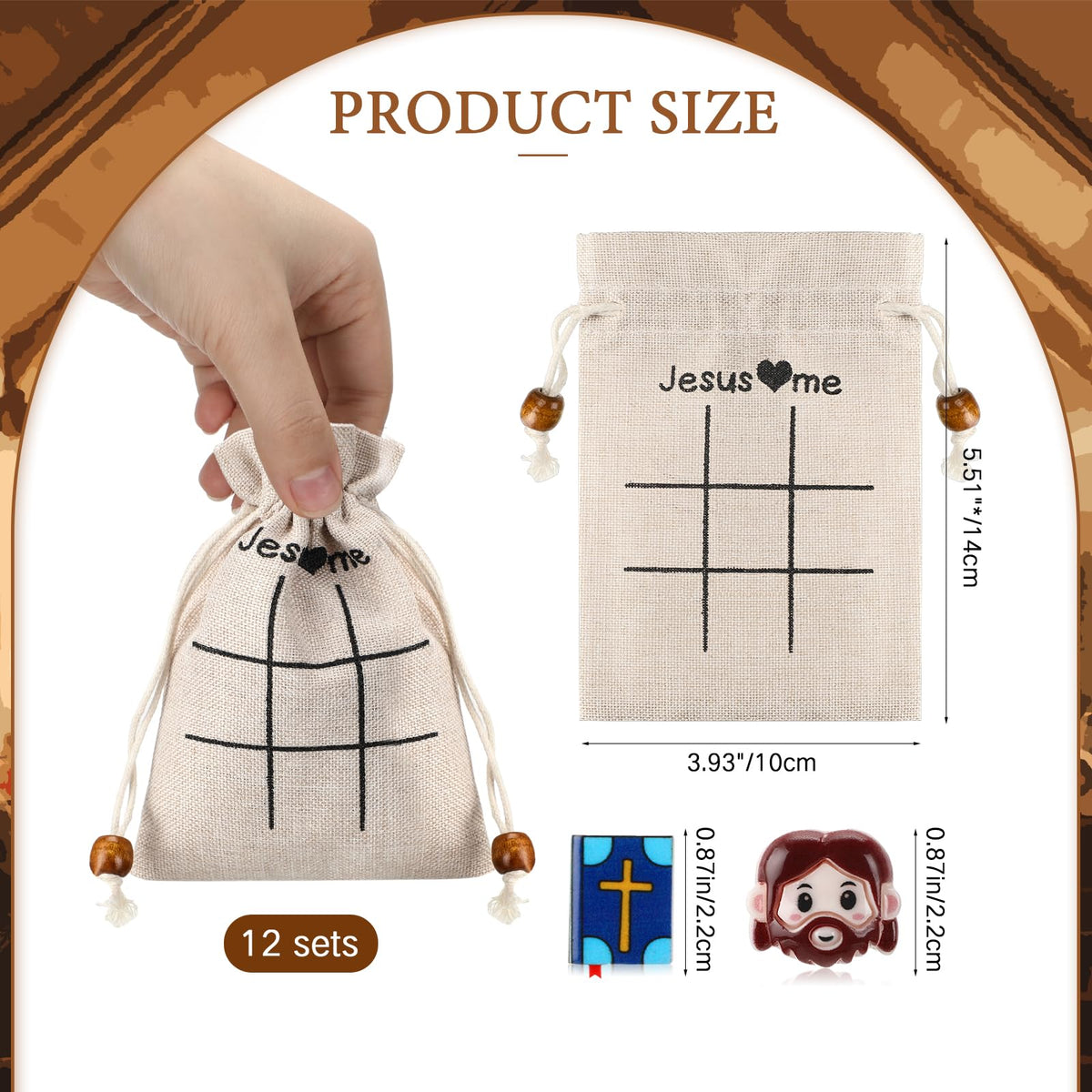 Gerrii Jesus pieces for tic tac toe set, portable and easy to share.