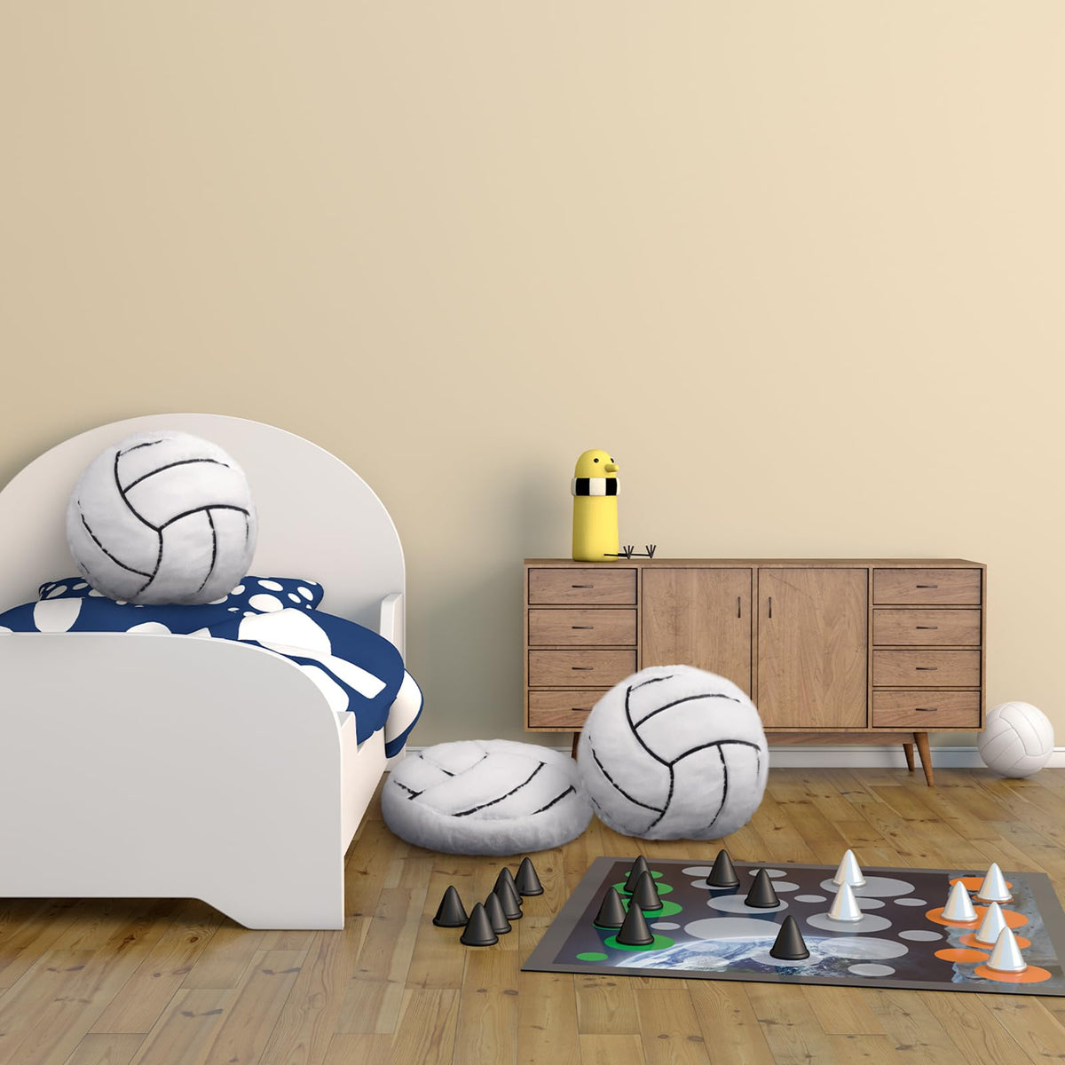 Gerrii volleyball pillow plush closeup emphasizes soft exterior and resilient fill