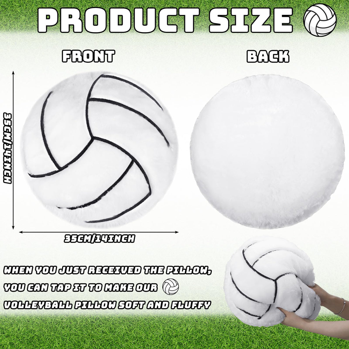 Gerrii volleyball pillow side view highlights durable stitching and plush support