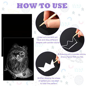 Gersoniel DIY crafts on black scratch boards during holidays