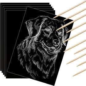 Gersoniel scratch paper with black coating reveals white beneath for creative art projects