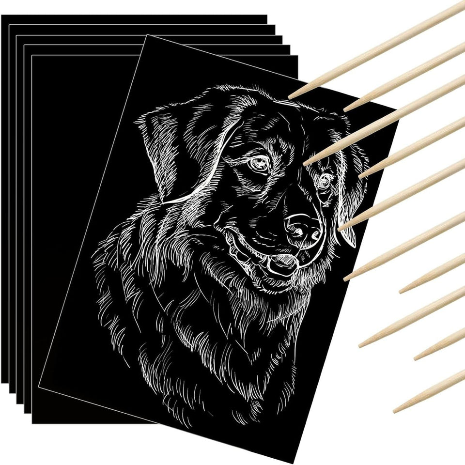 Gersoniel scratch paper with black coating reveals white beneath for creative art projects