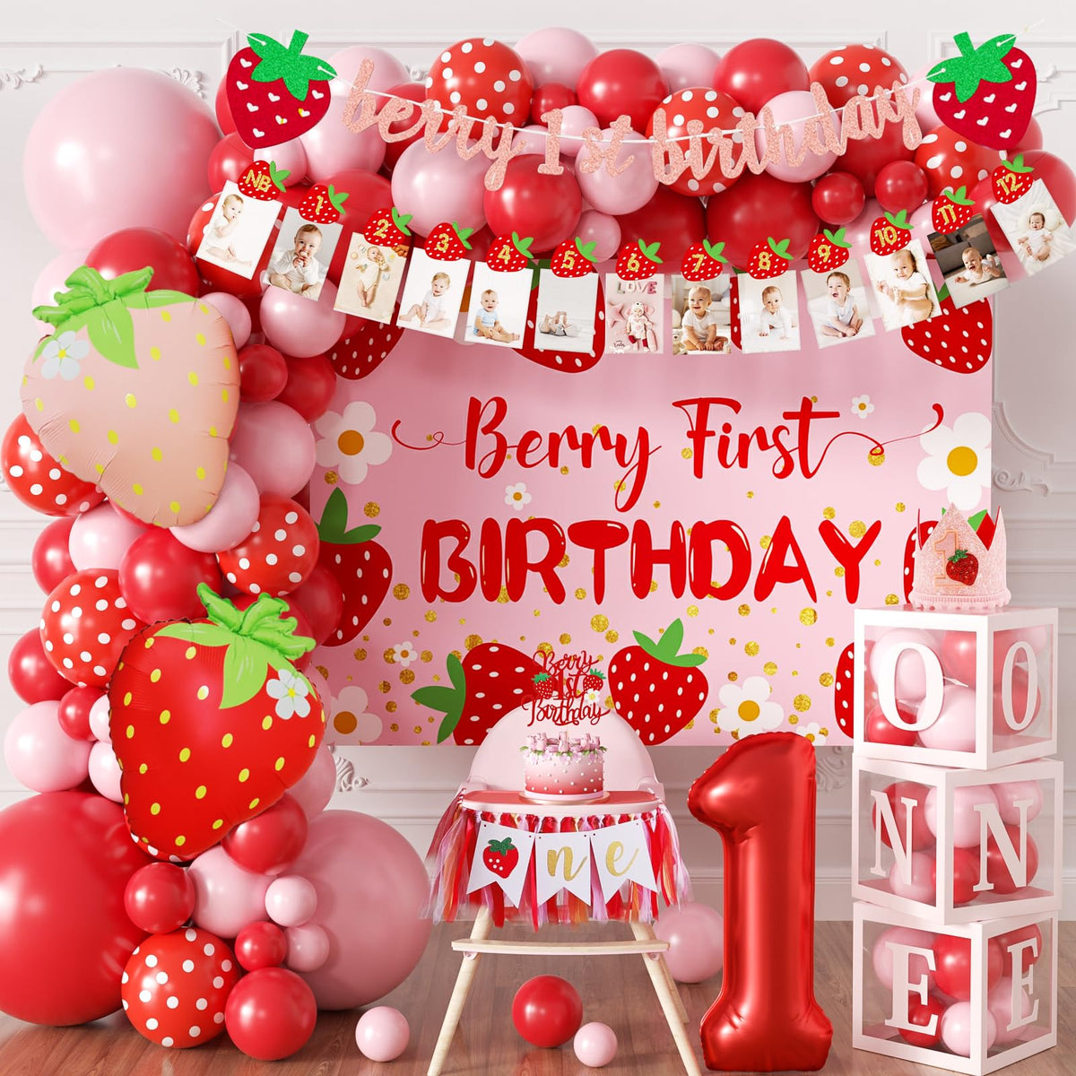 Gertaryo Berry Baby Banner for memorable first birthday photos