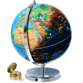 Get Life Basics World Globe with illuminated constellations showing geography and sky study