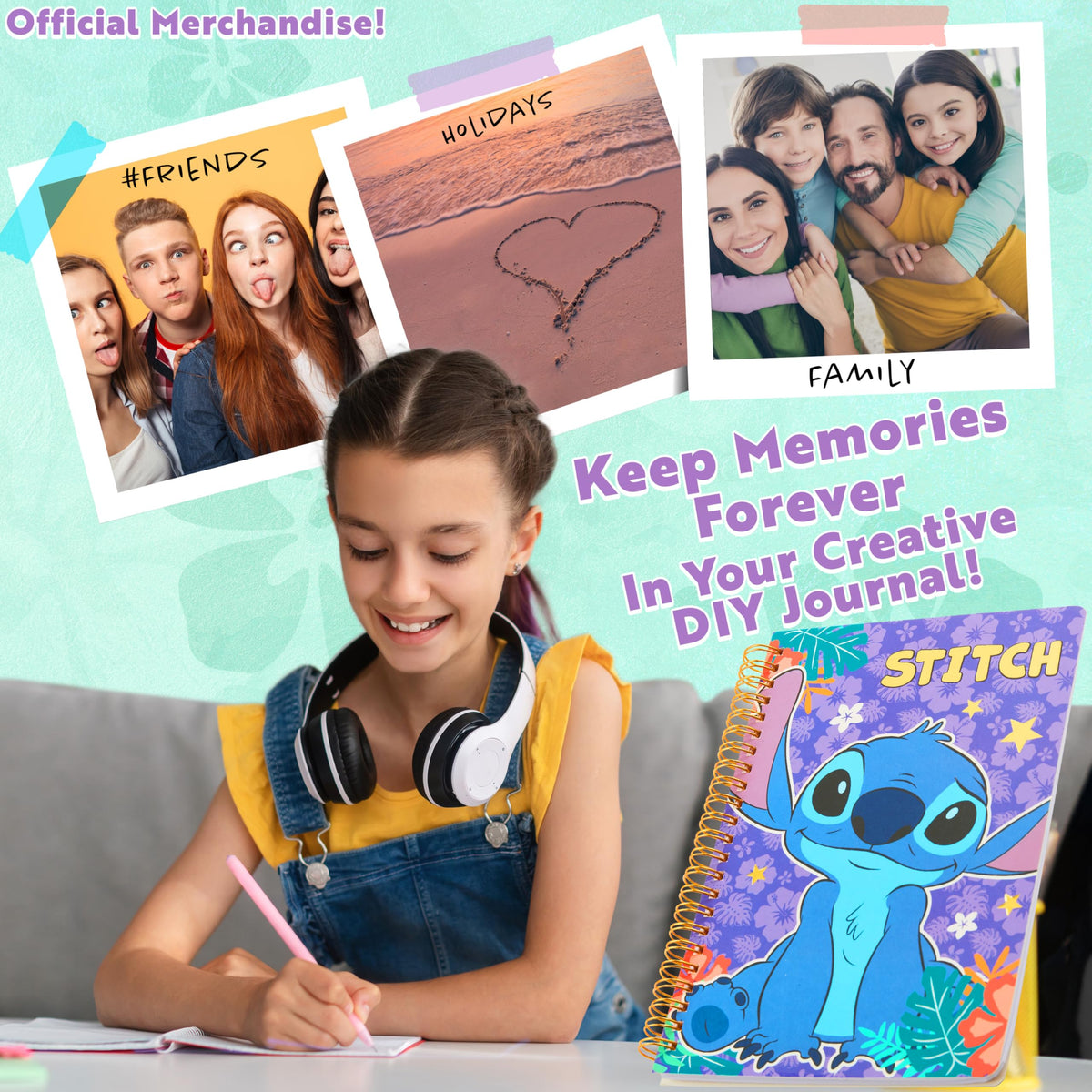 Get Trend Disney Stitch journal kit notebook open page for writing and doodling.