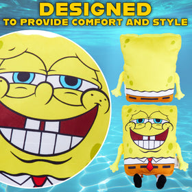 Get Trend SpongeBob plush pillow on bed scene, adds whimsy and comfort.
