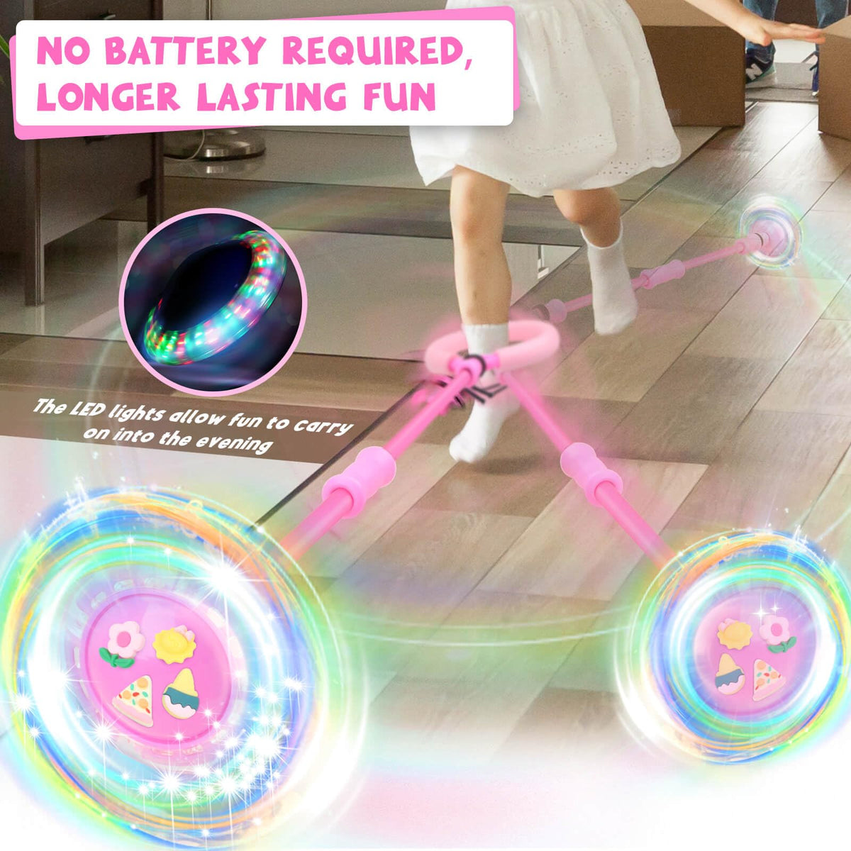 Getatoy skip ball LED lights glow while spinning, battery-free