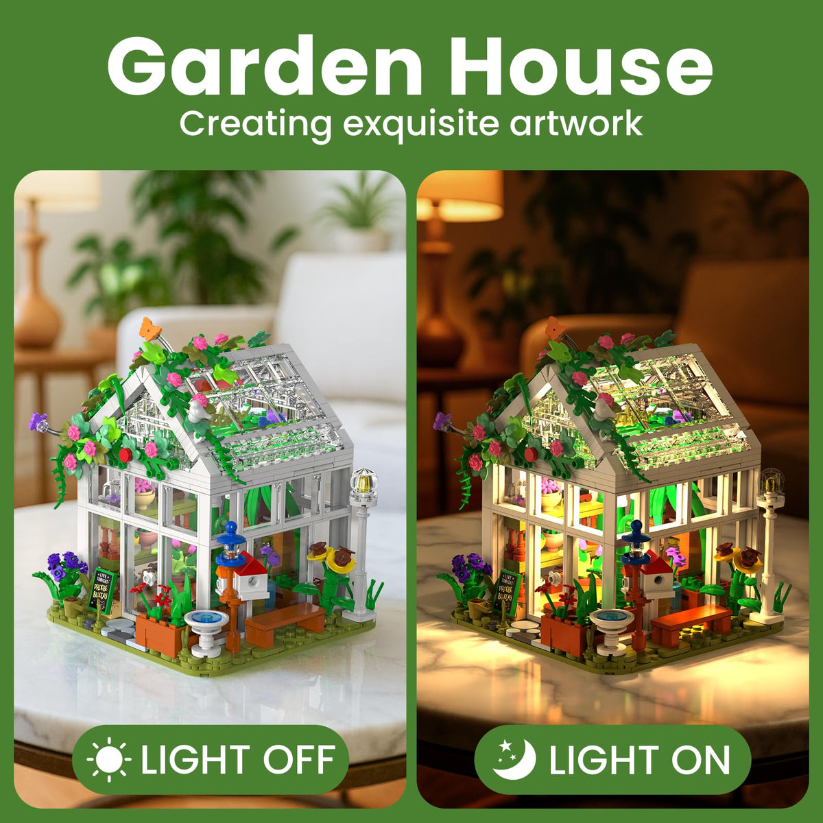 GEVINST Greenhouse model kit featuring orchids and roses for realistic decor.