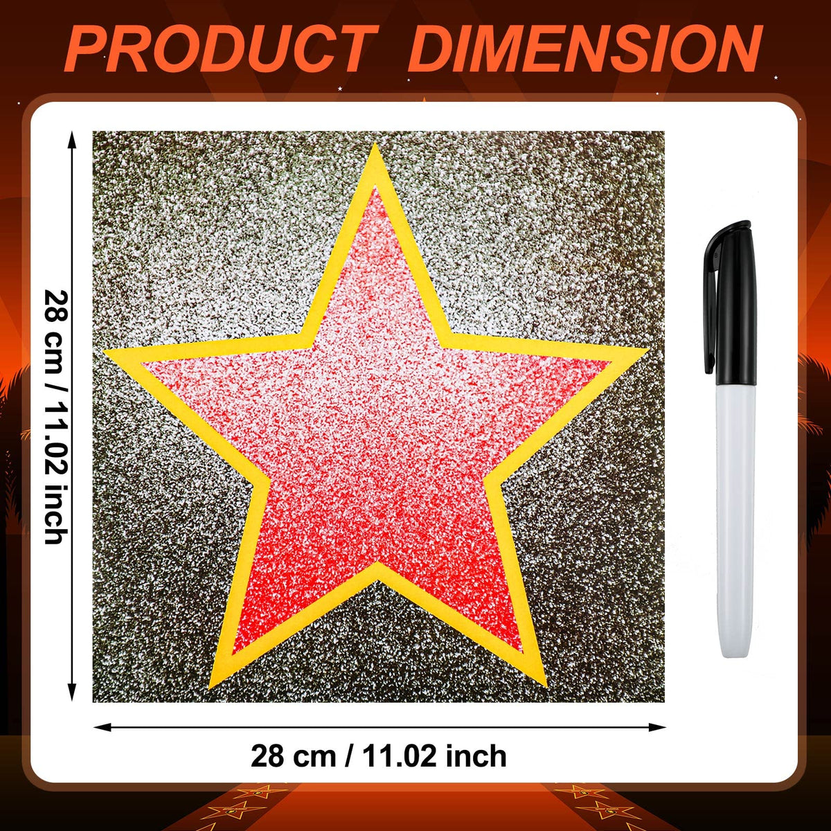 Geyee black marker set included for personalized star messages at movie night.