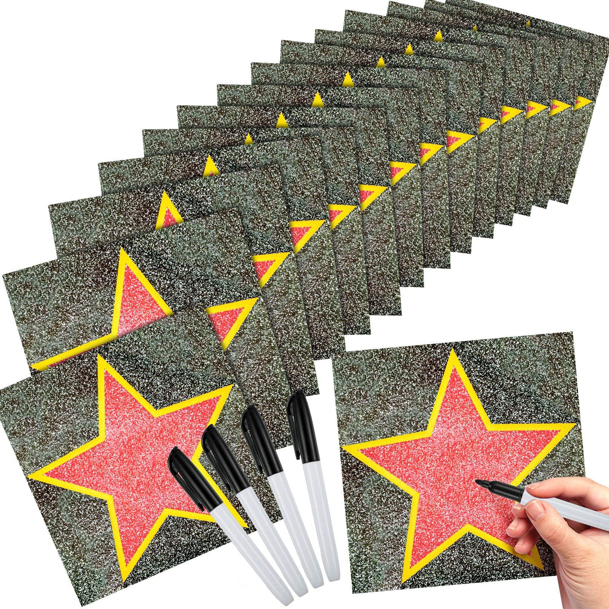 Geyee star stickers on red carpet 28cm, durable and easy to apply for party decor.