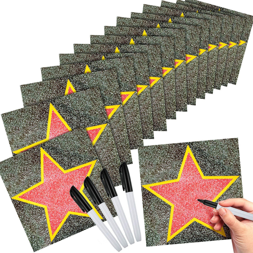 Geyee star stickers on red carpet 28cm, durable and easy to apply for party decor.