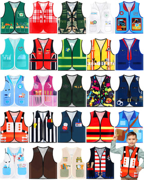 Geyoga 24-piece kids community helper vest set close-up for imaginative play