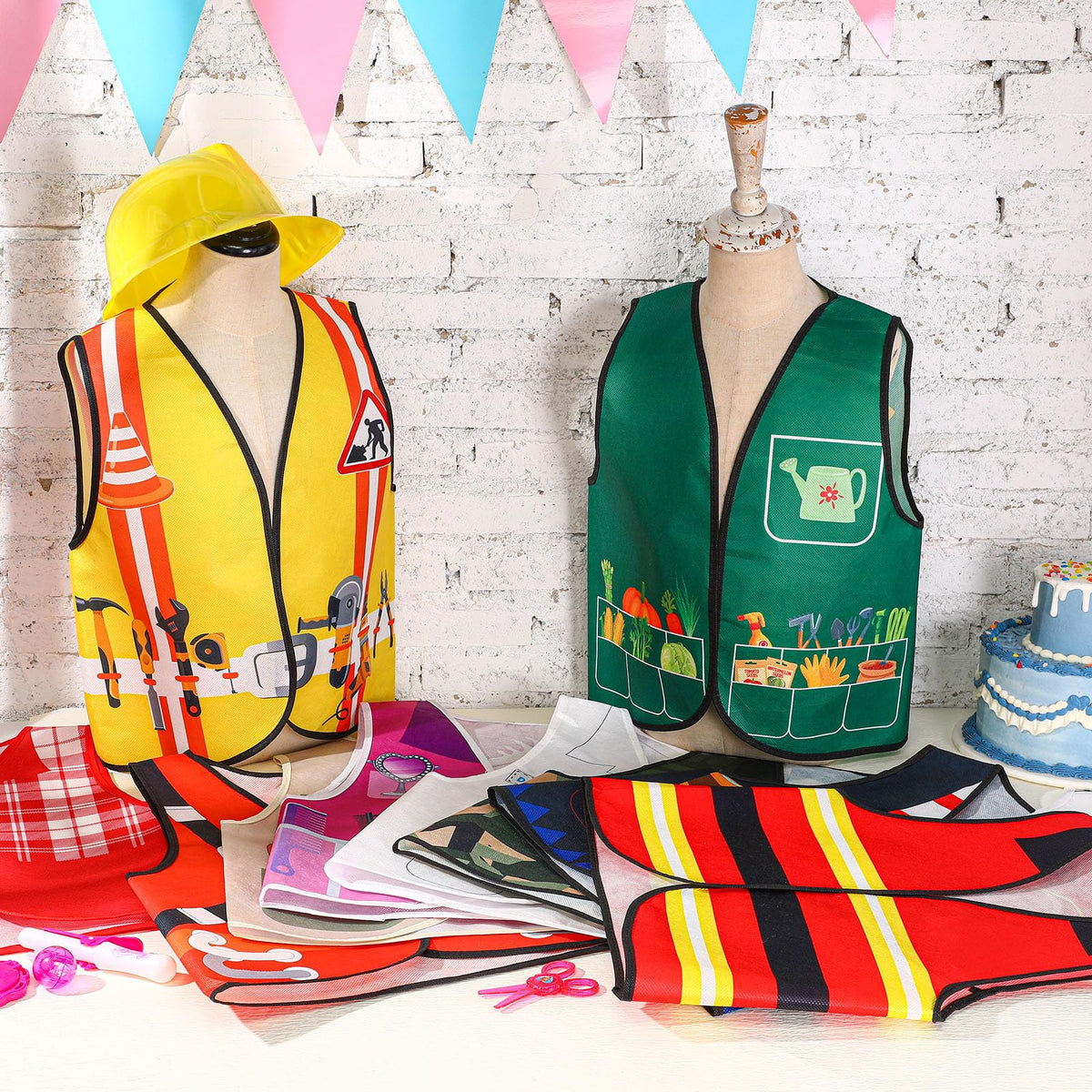 Geyoga career vest print detail highlighting colorful designs