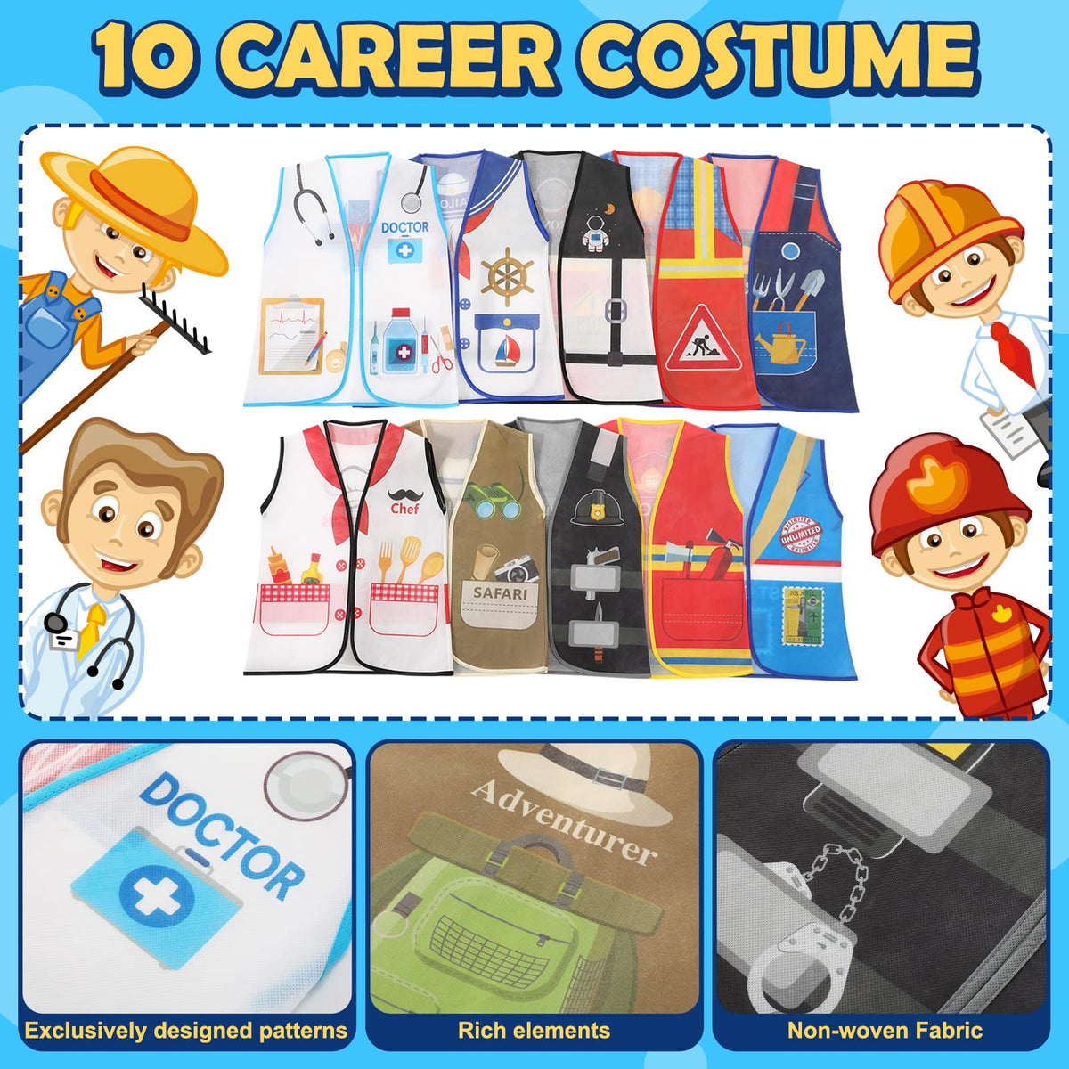 Geyoga fireman vest set for kids, enhances active classroom drama.