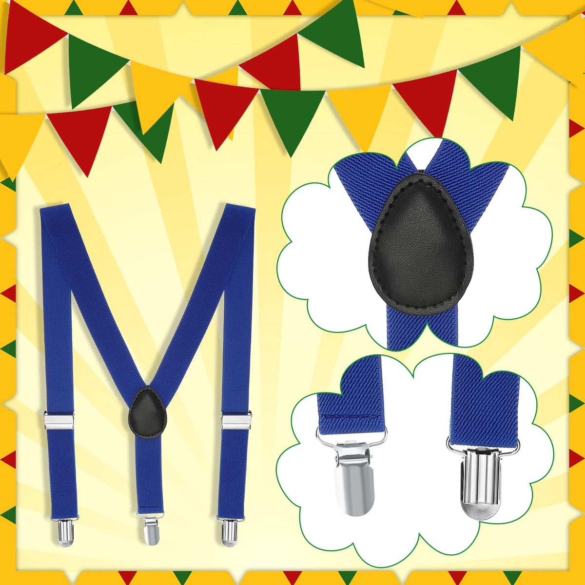 Geyoga Cinco De Mayo baby suspenders accent the outfit for easy dressing.
