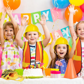 Geyoga construction party decor kit creates lively birthday themes.