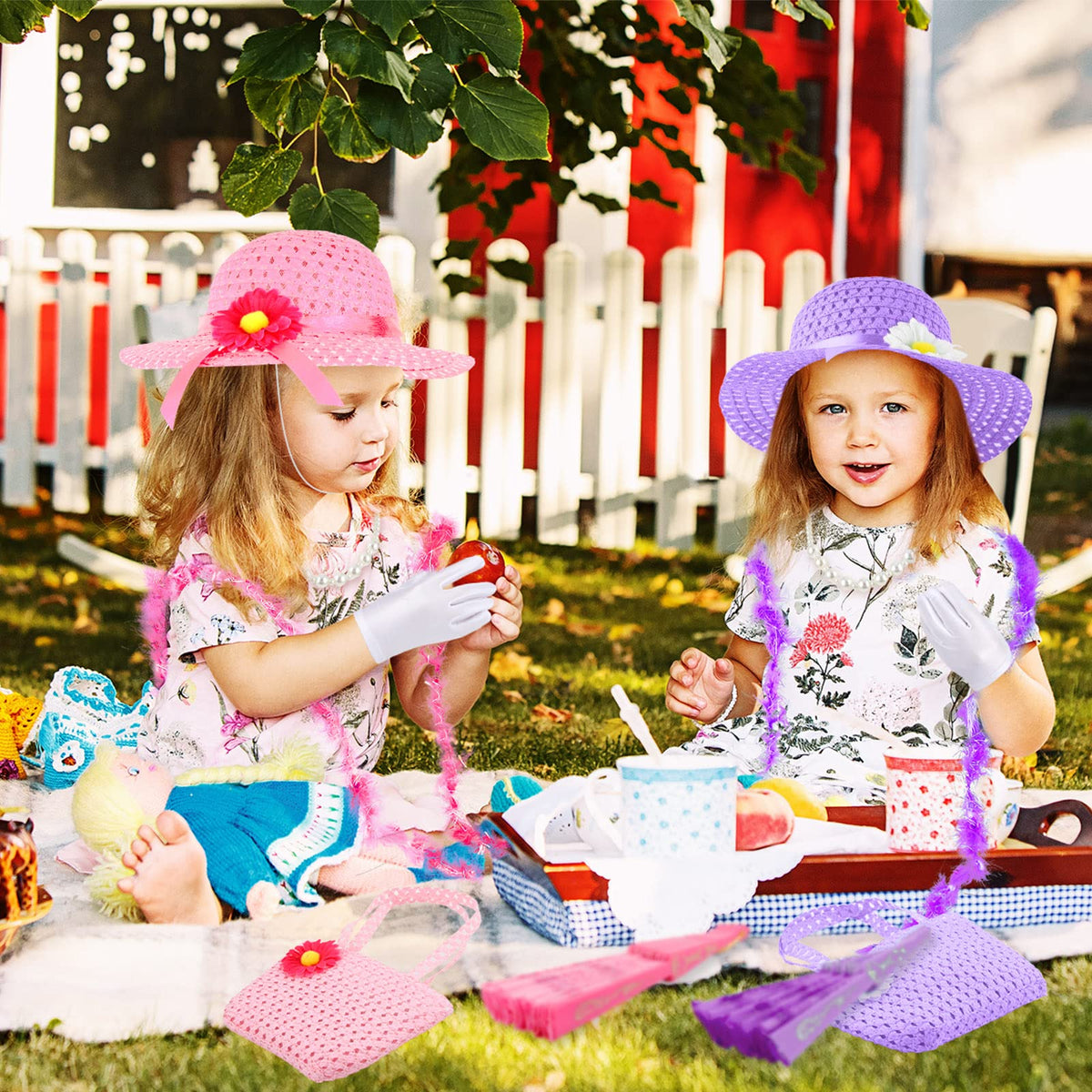 Geyoga feather boas pink and purple with shimmering stripes for festive play