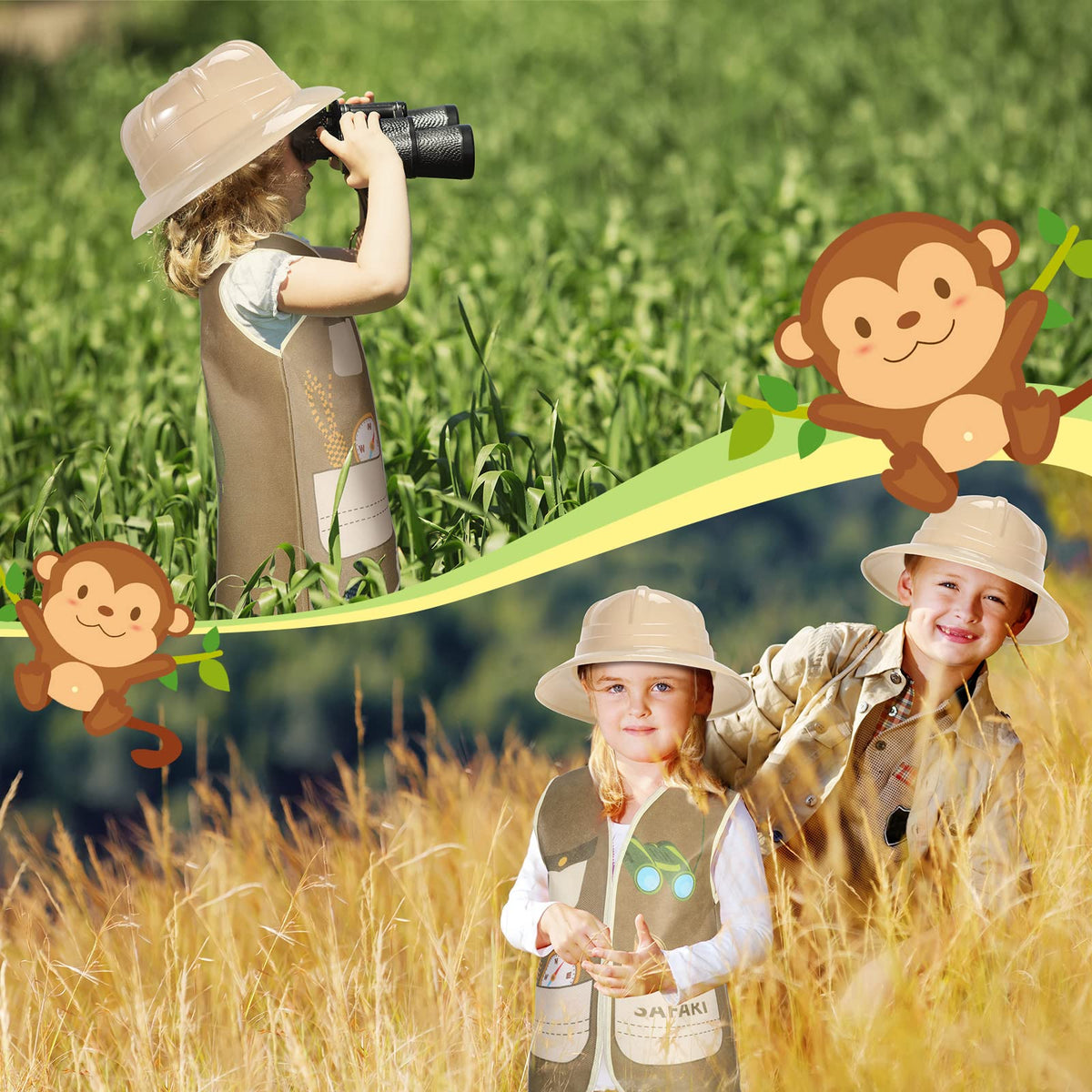 Geyoga kids in safari costume posing for photos.