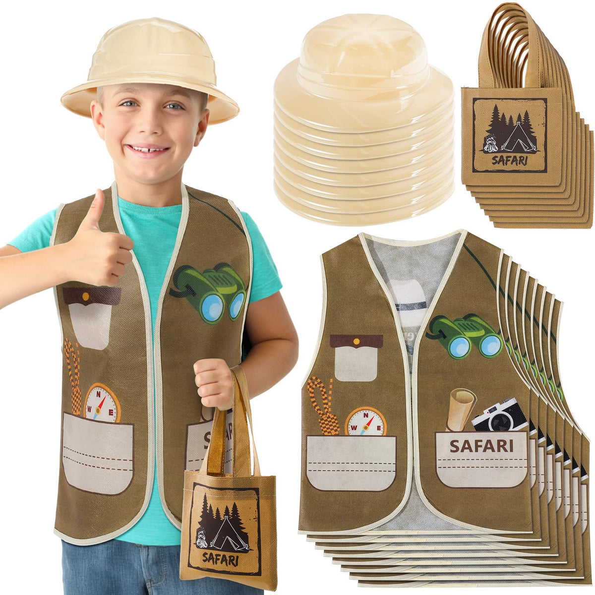 Geyoga kids safari vest for imaginative dress-up play outdoors.