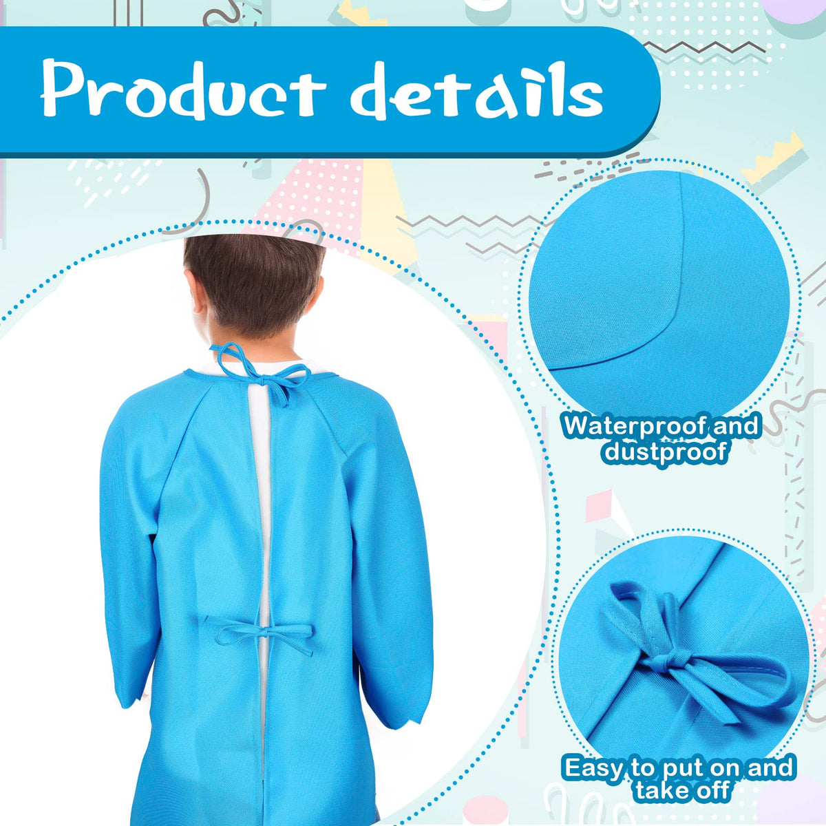 Geyoga multi-use-smock for school and home activities like painting and cooking
