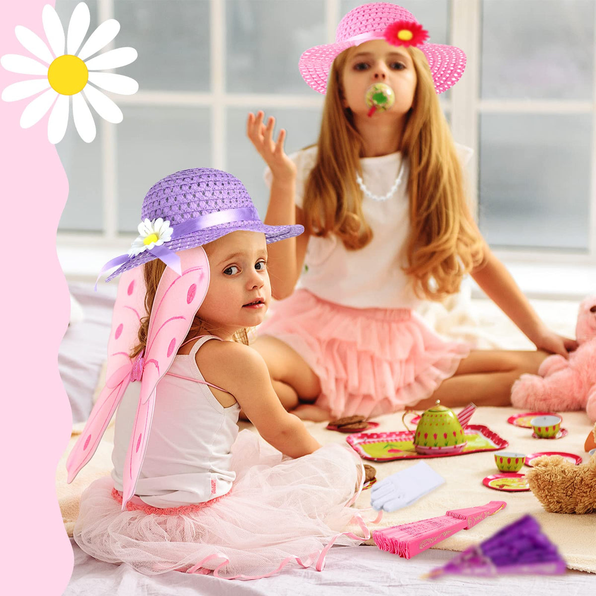 Geyoga tea party collection display showing full 48-piece set neatly organized
