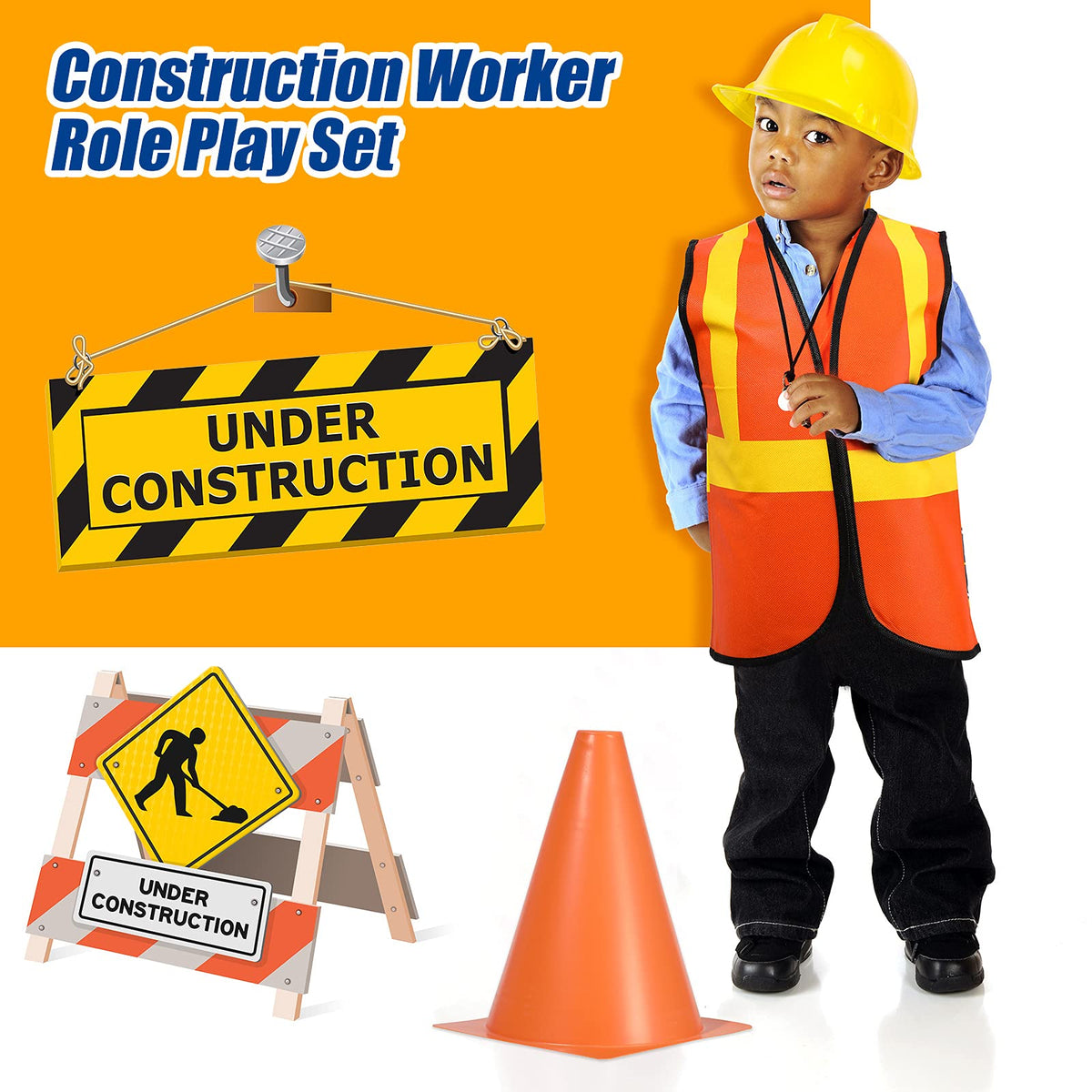 Geyoga yellow construction hat for imaginative play and safe headwear.