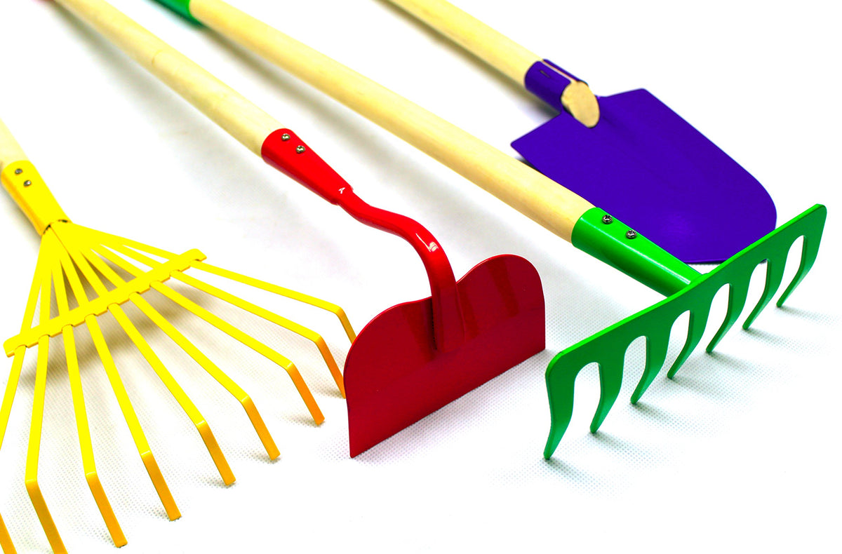 G and F Products JustForKids leaf rake for quick debris gathering.