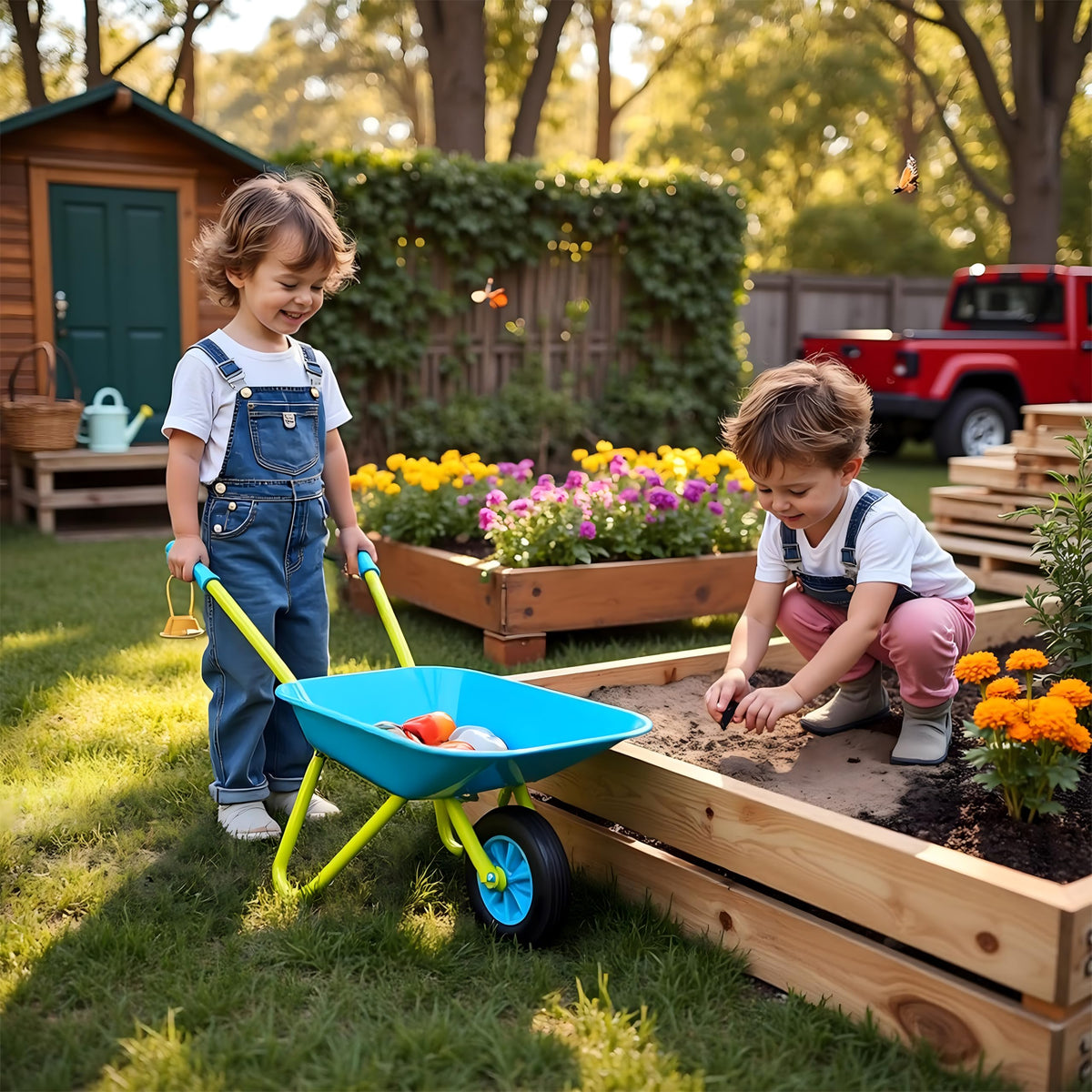 G & F Products child-friendly handles promote safe, comfortable pushing