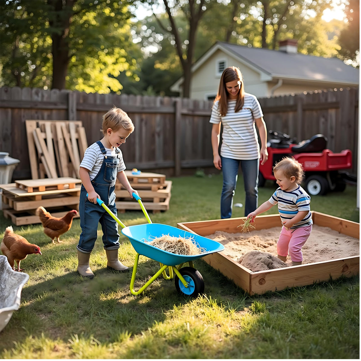 G & F Products kids wheelbarrow easy assembly for quick setup