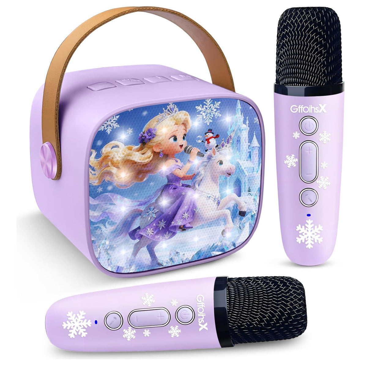 GffoihsX mini karaoke machine with two wireless mics for kids singing fun