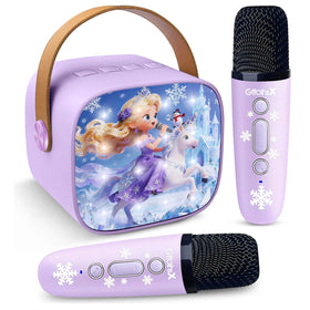 GffoihsX mini karaoke machine with two wireless mics for kids singing fun