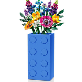 GFYYBKJ vase for Lego flowers blue, ideal for displaying Lego bouquets on shelves.