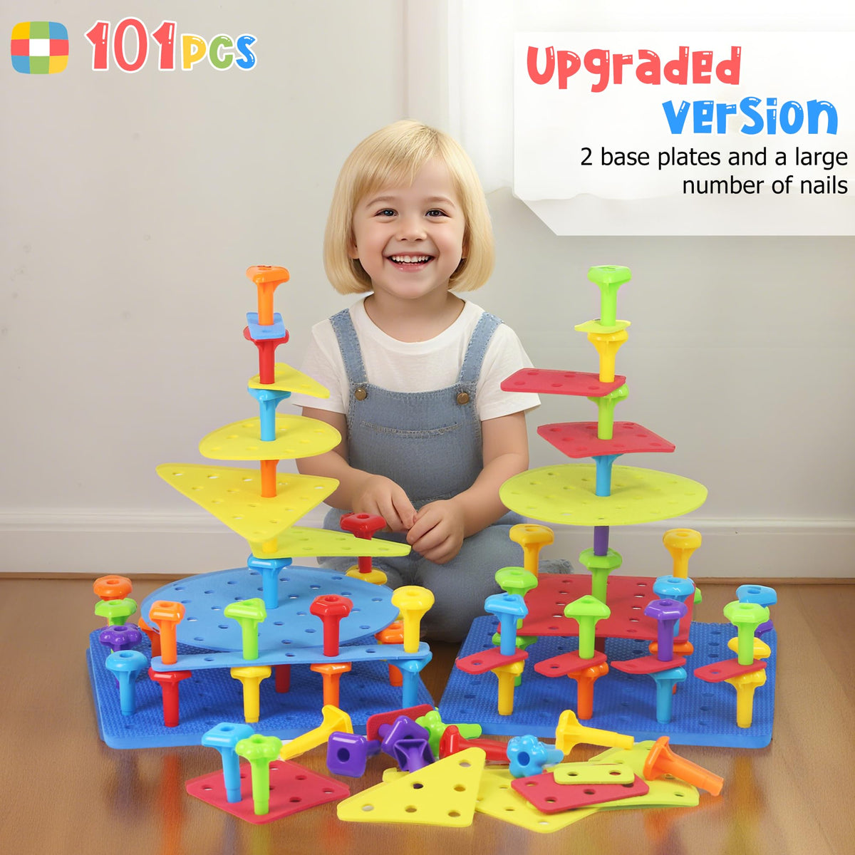 Ggiibro bridge-like plates connect to form 3D layouts encouraging spatial thinking.