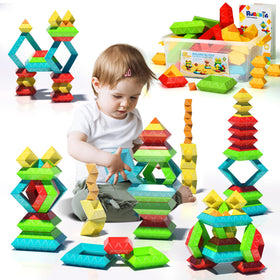 Ggiibro 40-piece pyramid building blocks set fosters fine motor skills and creativity.
