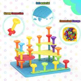 Ggiibro pegboard toy colorful nails for color coding and design.