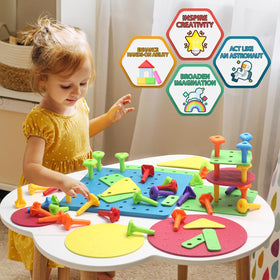 Ggiibro pegboard toy cotton ropes for lacing and sequencing activities.