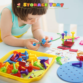 Ggiibro pegboard toy storage tray helping kids stay organized.