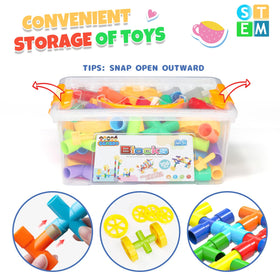 Ggiibro pipe toy supports hand-eye coordination during cooperative play.