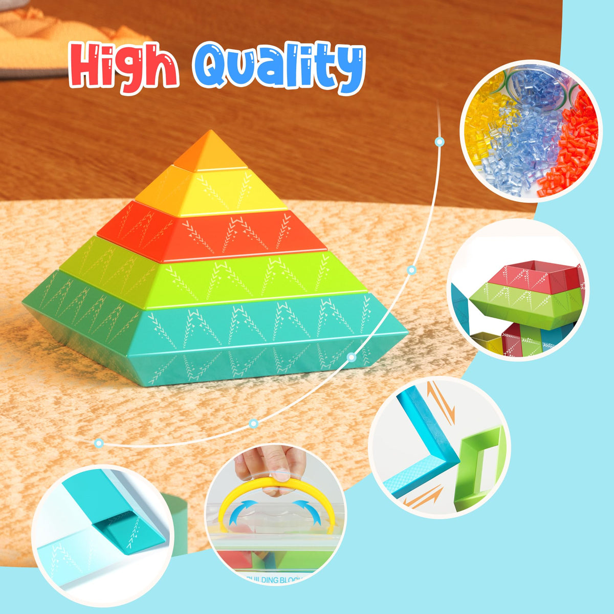 Ggiibro textured frosted blocks encourage tactile exploration during play