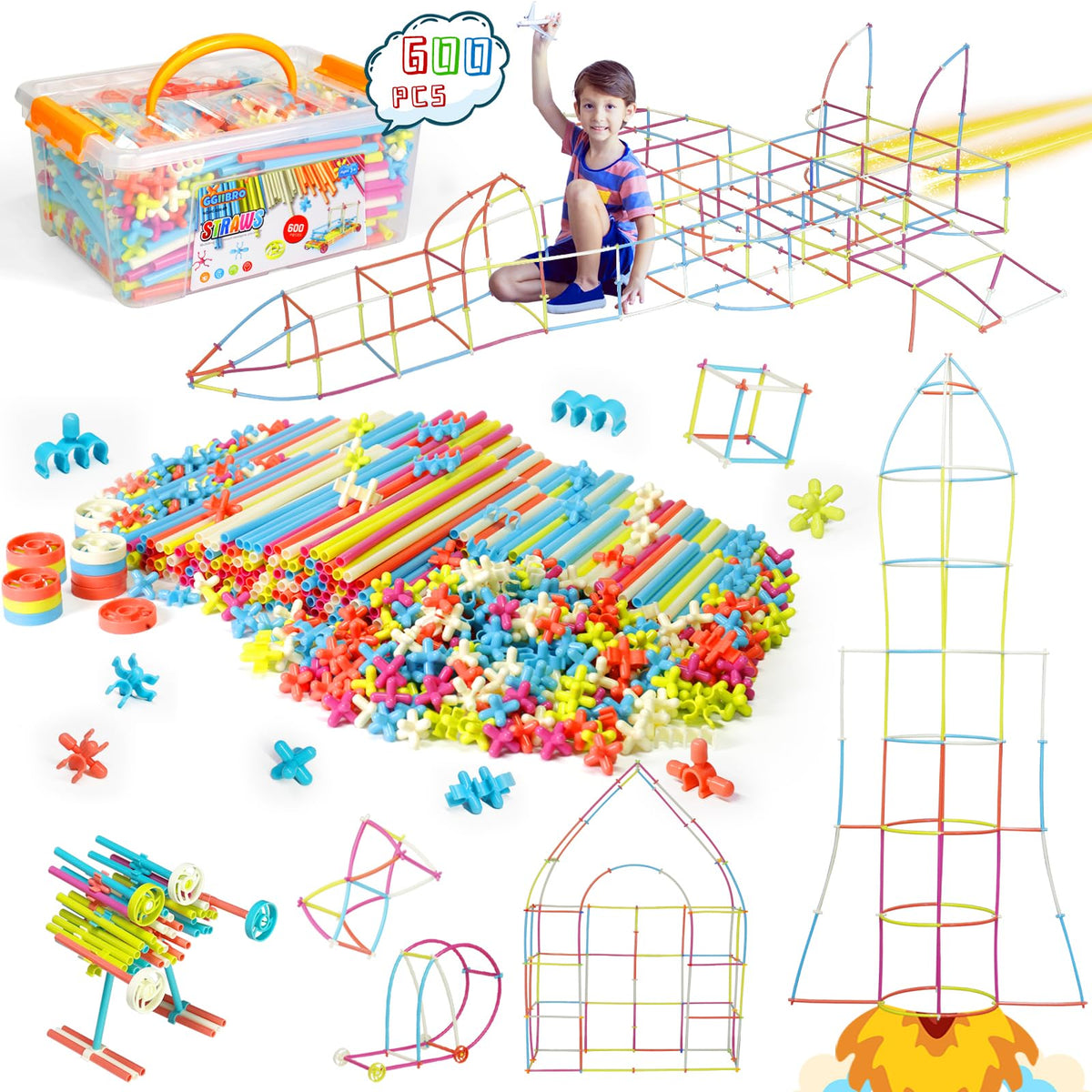 Ggiibro Straw Constructor assembly plane demonstrates sturdy interlocking design.