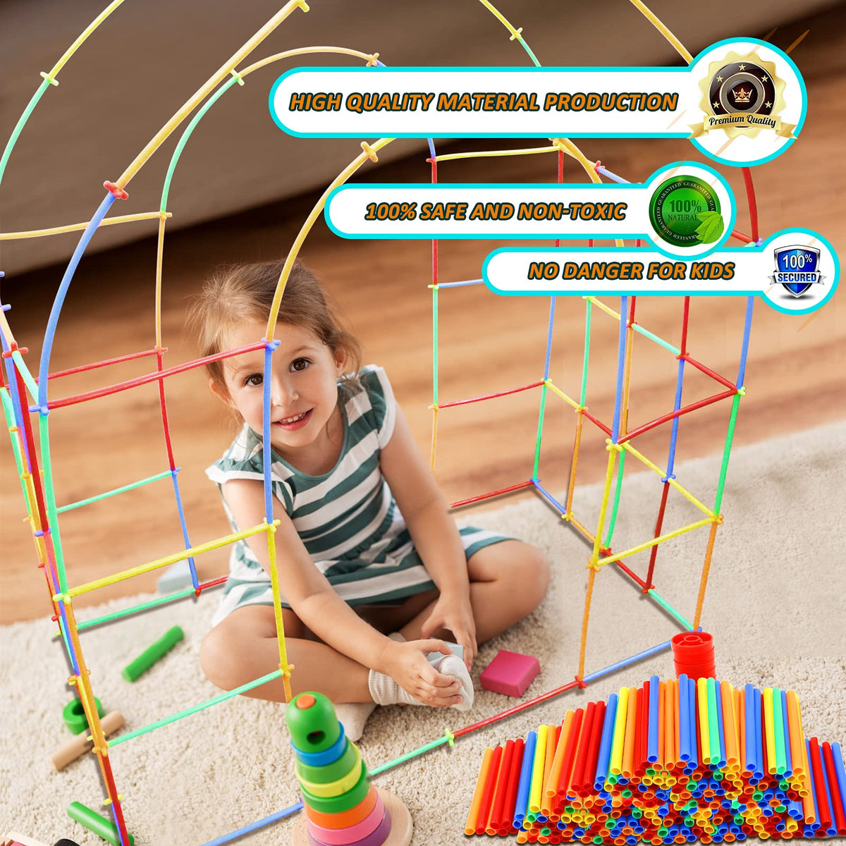 Classroom activity with Ggiibro straw-constructor promoting cooperation.
