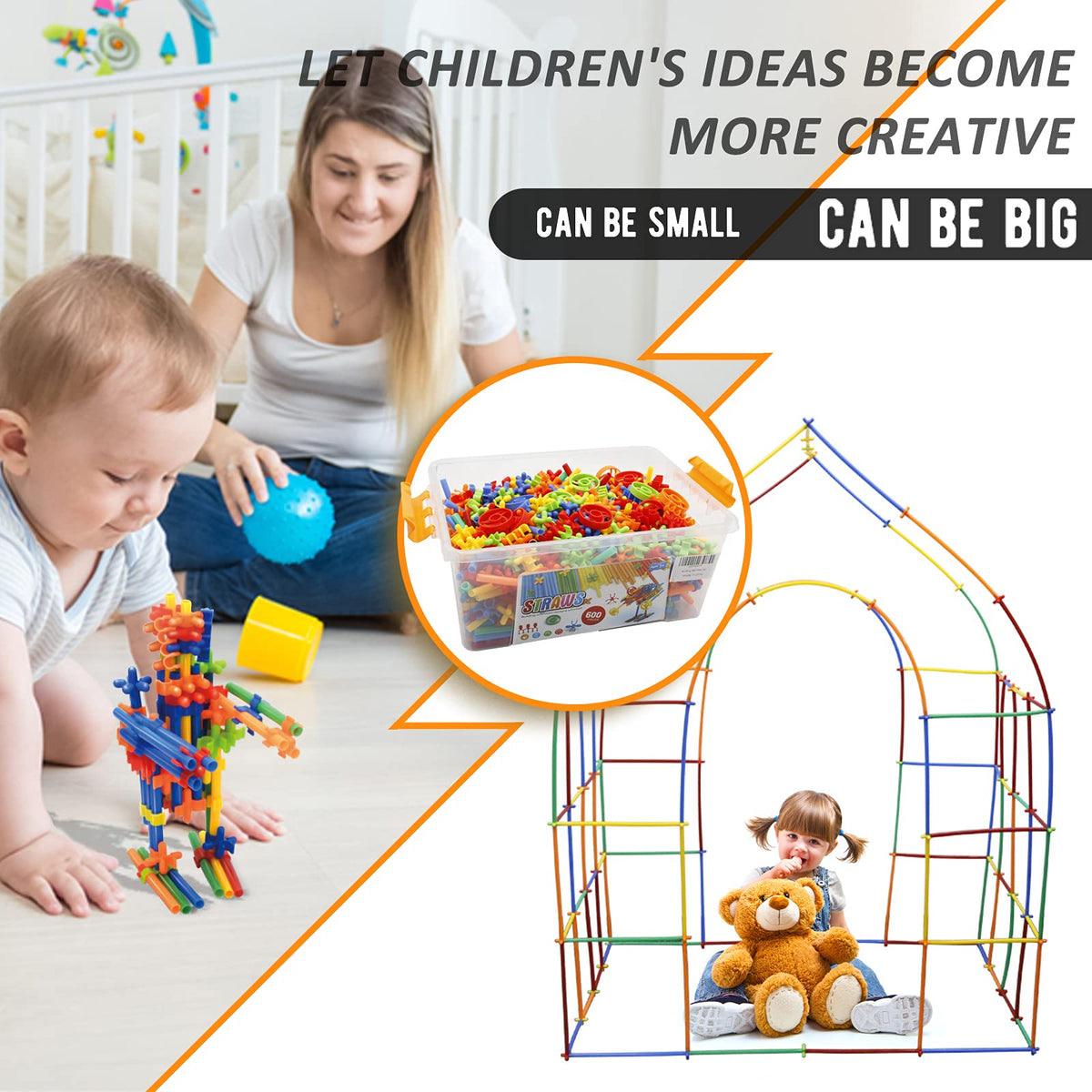 Ggiibro straw-constructor storage box keeps pieces organized.