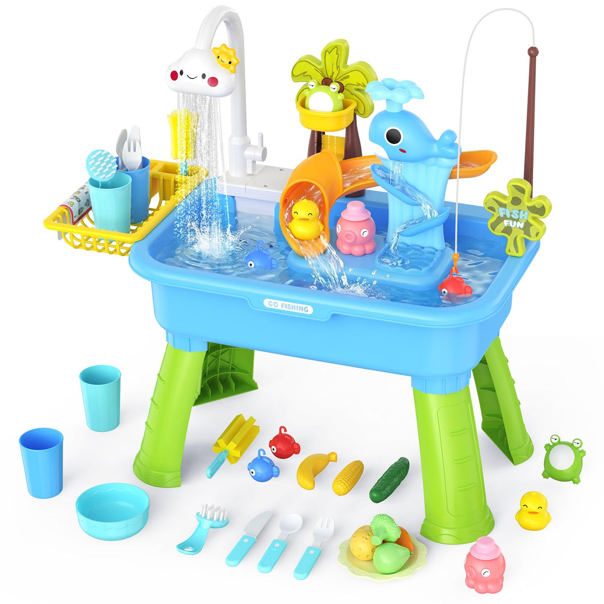 GGRH water table with cloud faucet boosts imaginative outdoor play and motor skills.