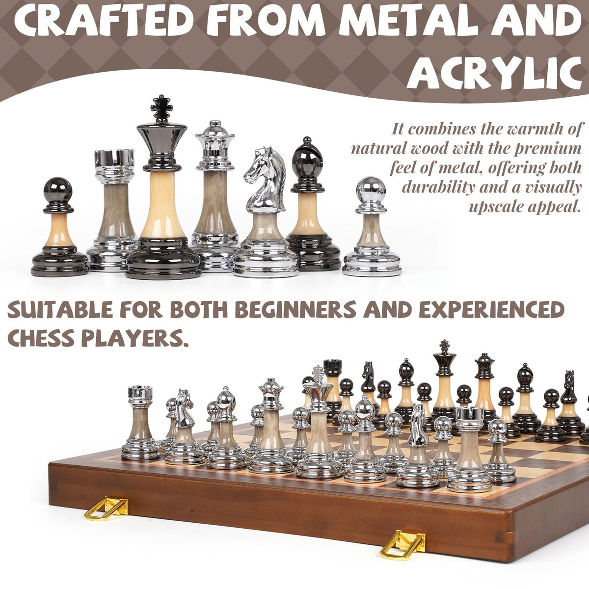 GHOOI metal acrylic pieces with 3-5-inch king offer durable style and easy move tracking.