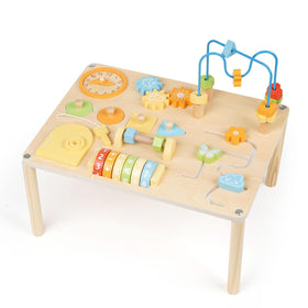 GHOOI wooden activity table bead maze enhances fine motor skills through colorful, engaging play.