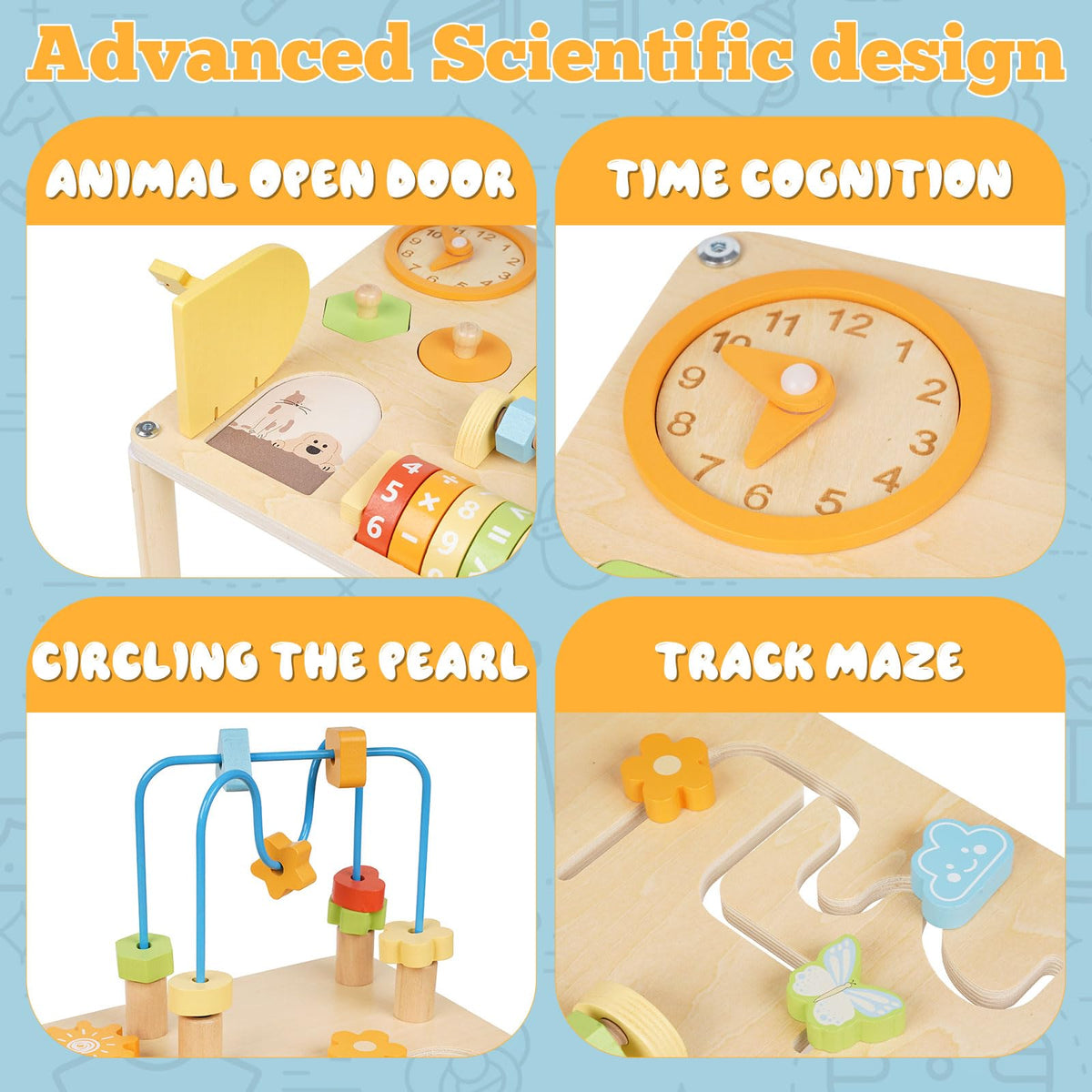 GHOOI wooden activity table shape sorter helps early color and shape recognition through hands-on exploration.