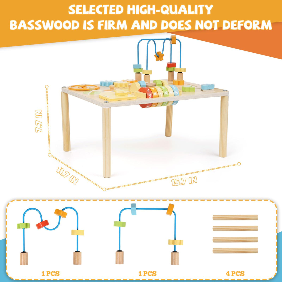 GHOOI turn and screw toy on the wooden activity table builds precision and fine motor control for toddlers.
